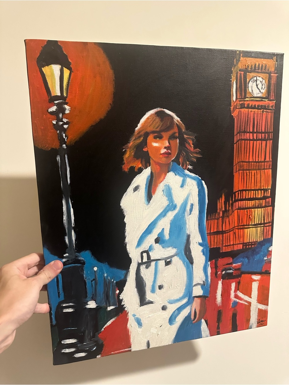 Taylor swift London White Trench Coat Art Painting - Contemporary Home Art 16x20